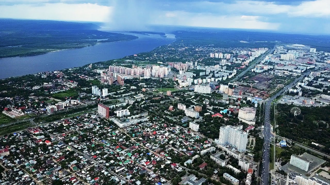Панорама города в районе центрального автовокзала г. Самара 4k