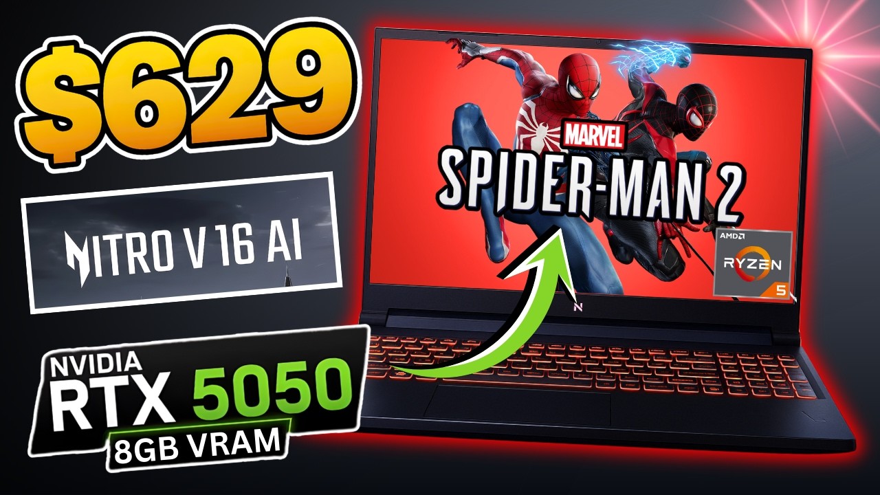Acer Nitro V16 AI (RTX 5050) | Тест производительности Spider-Man 2 | Рождественская распродажа з...