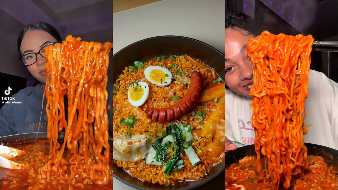Stew Type Buldak Ramen Spicy Mukbang ASMR TIKTOK COMPILATION 😋🌶️🍜