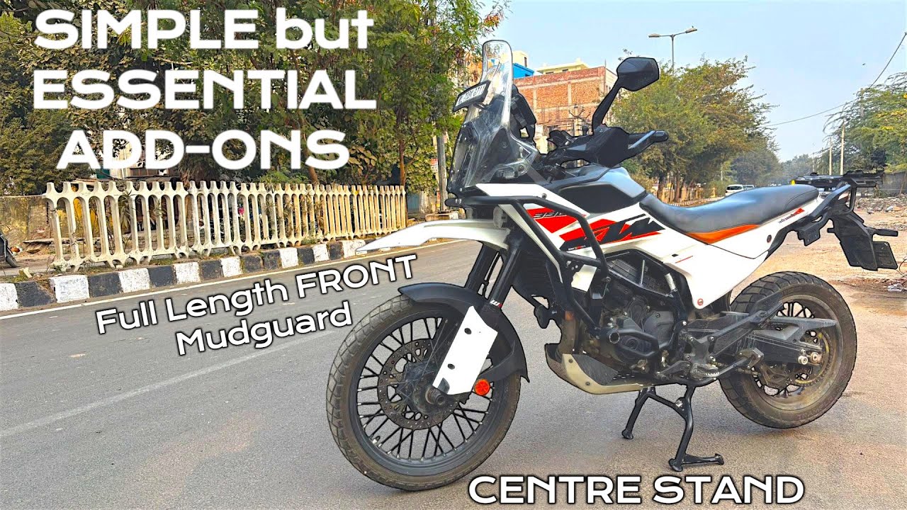 2025 KTM 390 Adventure Practical Add-Ons! Center Stand & Full Length Front Mudguard/Fender