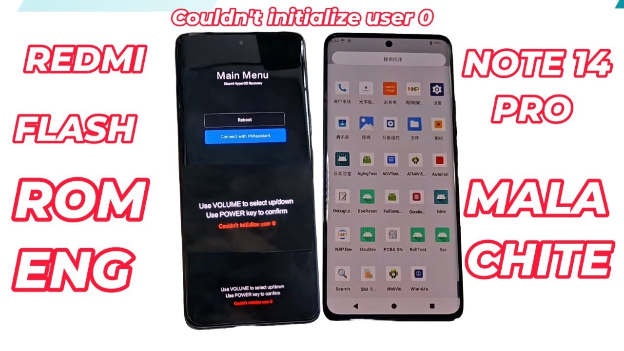 Xiaomi Redmi Note 14PRO Malachite Instalacion Rom Eng FIX  Couldn't initialize user 0