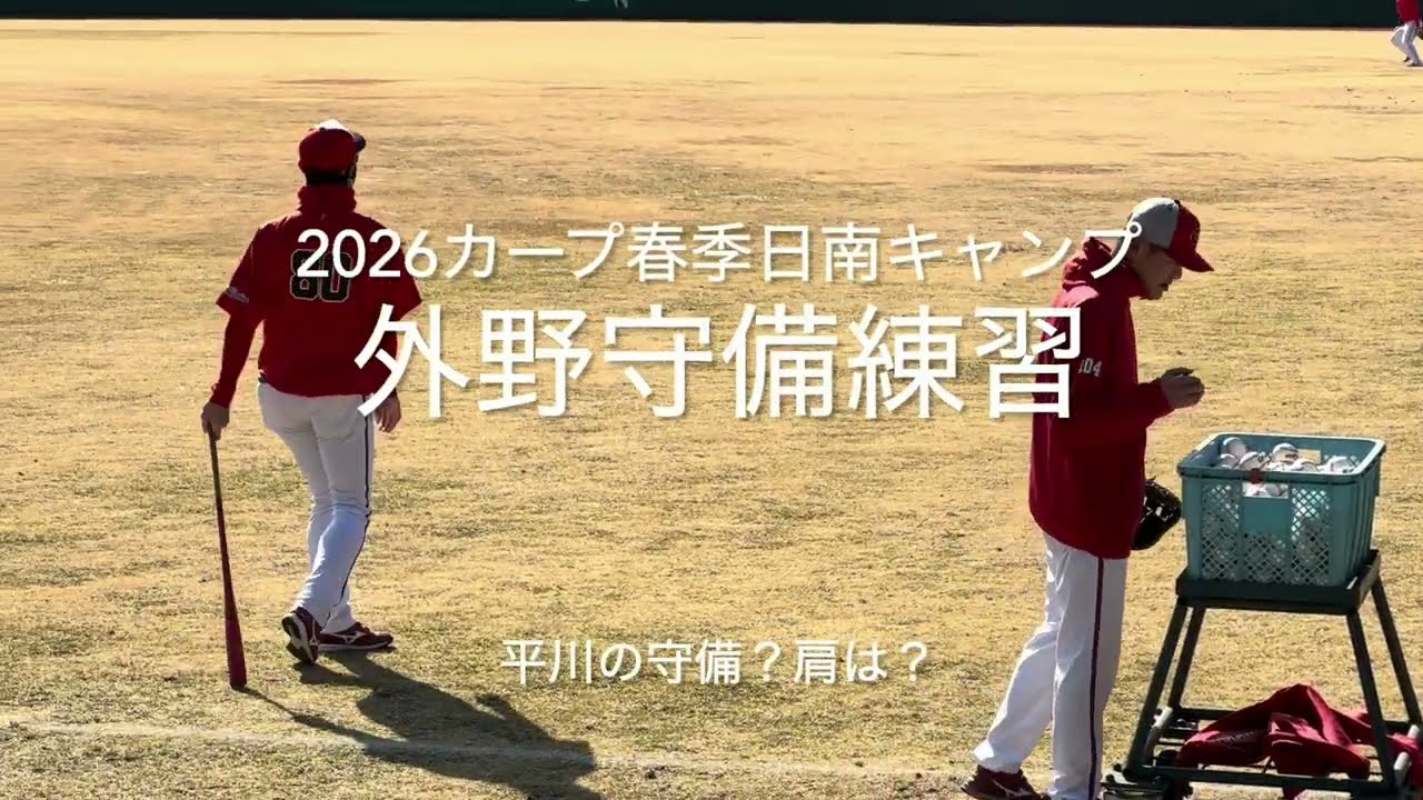注目ドラ1平川蓮の守備力？肩は？シートノックが待ち遠しい！久保の強肩も楽しみ！【2026.2.2春季日南キャンプ第1クール2日目】