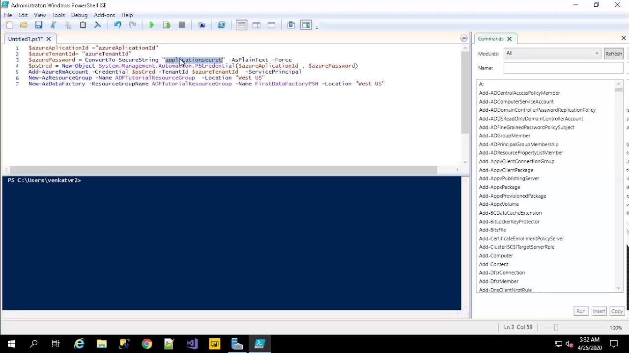 Creating Azure Data Factory using PowerShell || Service Principal
