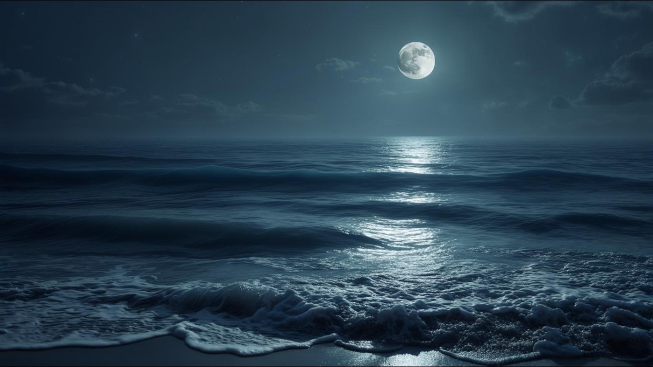 Night Ocean Waves for Deep Sleep | 8 Hours | Calm Sea Sounds | No Sudden Noises