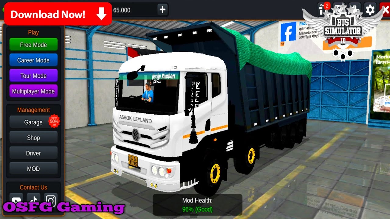 Ashok Leland truck mod in bus simulator Indonesia - truck mod for bus simulator Indonesia - bussid