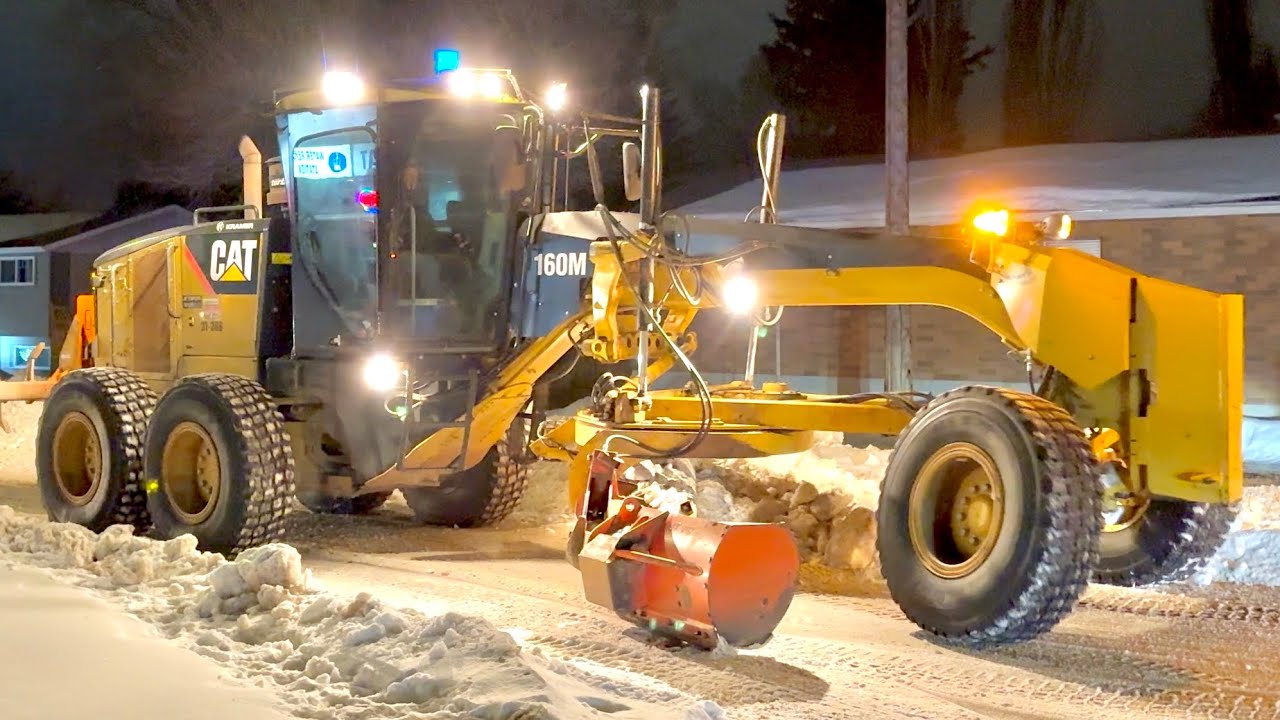 Snow Removal Operation With CAT Graders and Snow Blower!