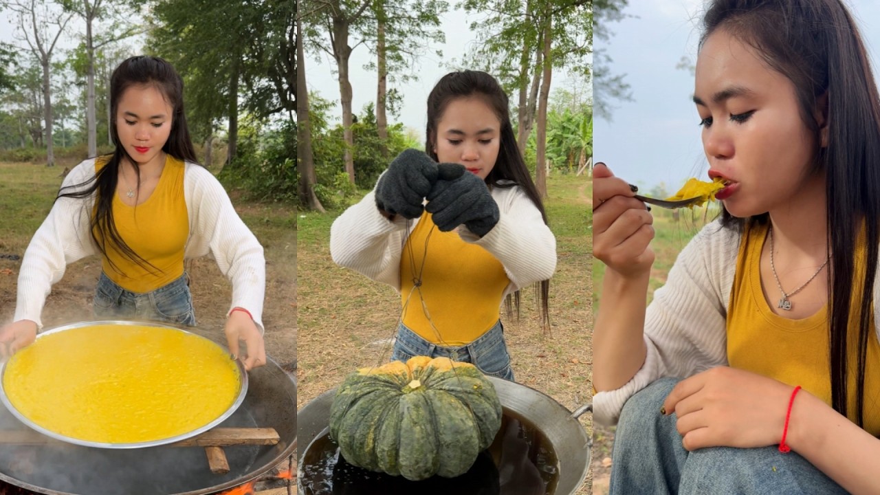 Amazing cooking deep fried pumpkin steam recipe