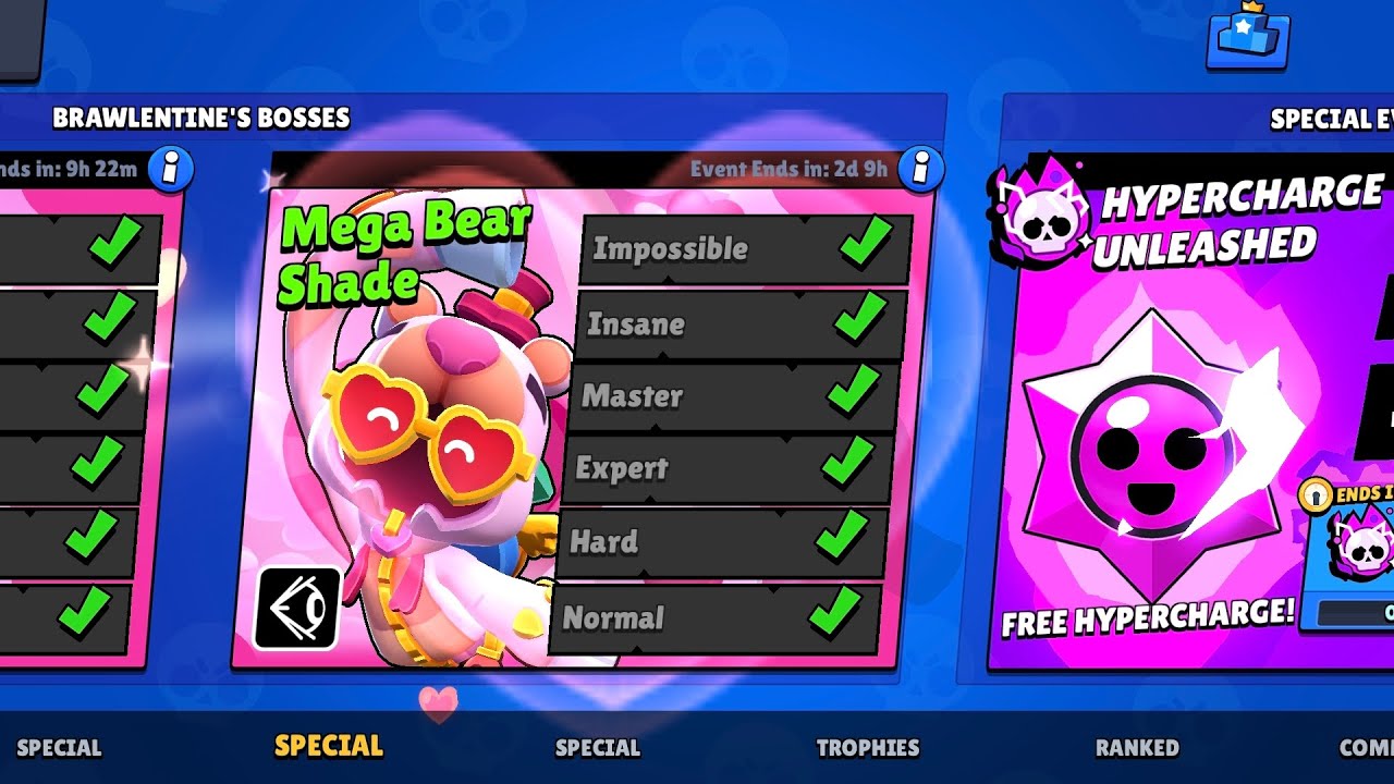 Playing mega bear shade from normal to impossible on Brawl Stars