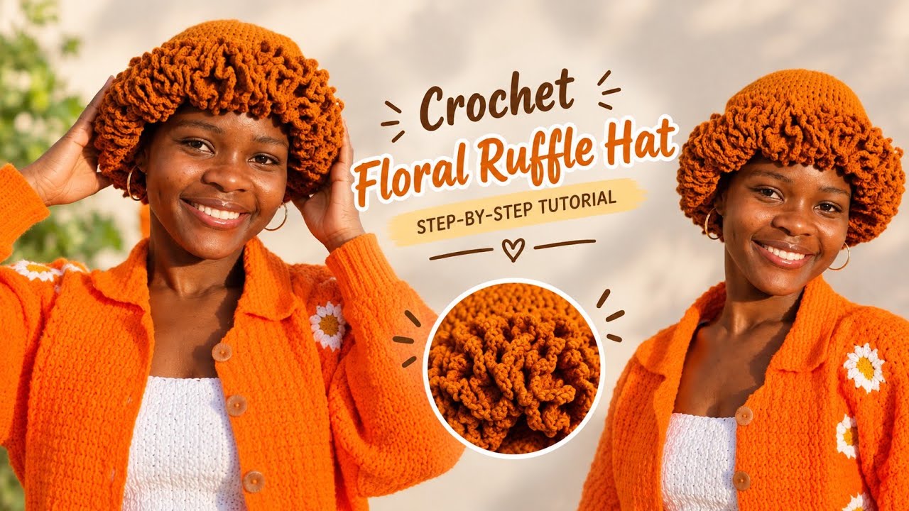 Crochet Floral Ruffle Hat Tutorial | Unique & Aesthetic Crochet Hat for Beginners 