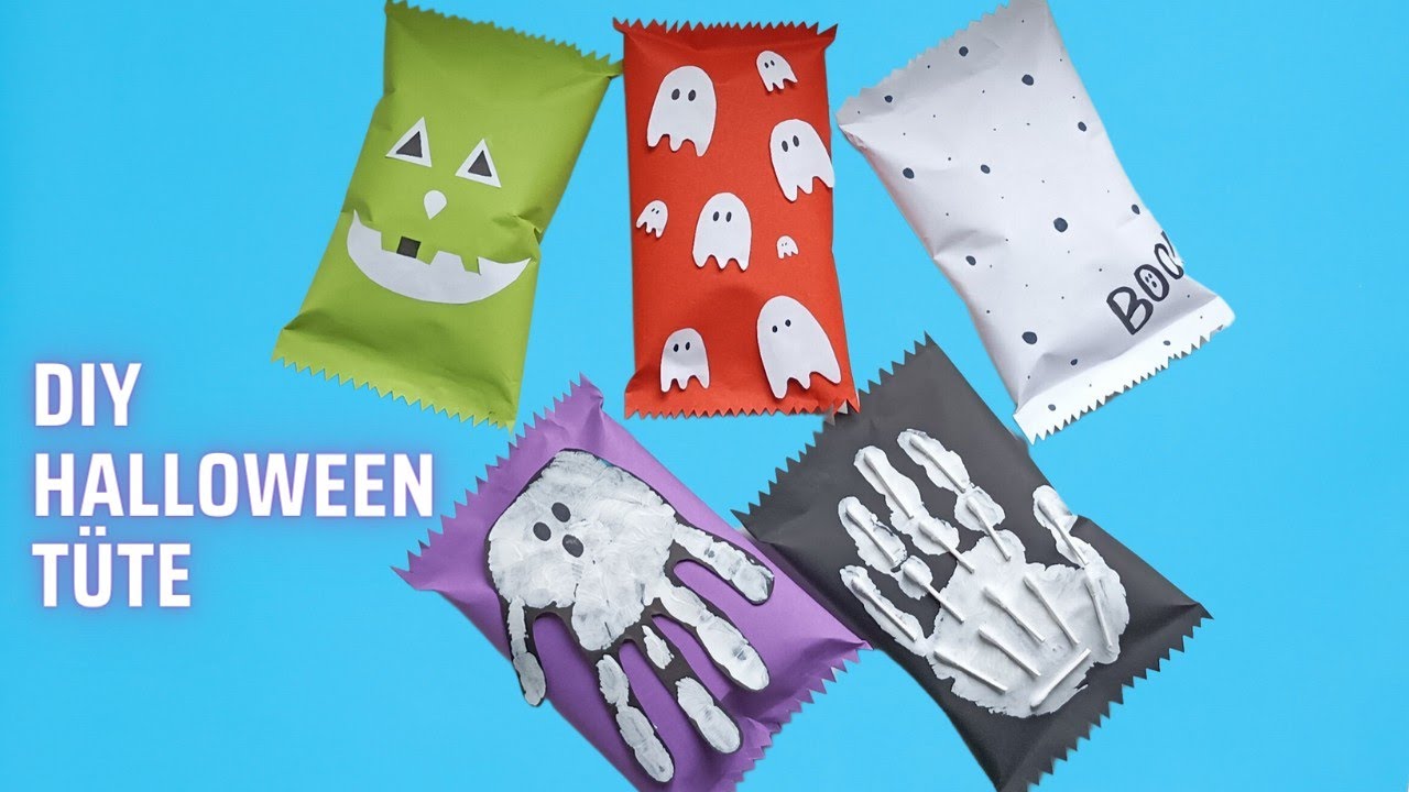 Halloween Tüten basteln in 10 Min | Süße Geschenktüten für Halloween Party | DIY Skelett Tüte