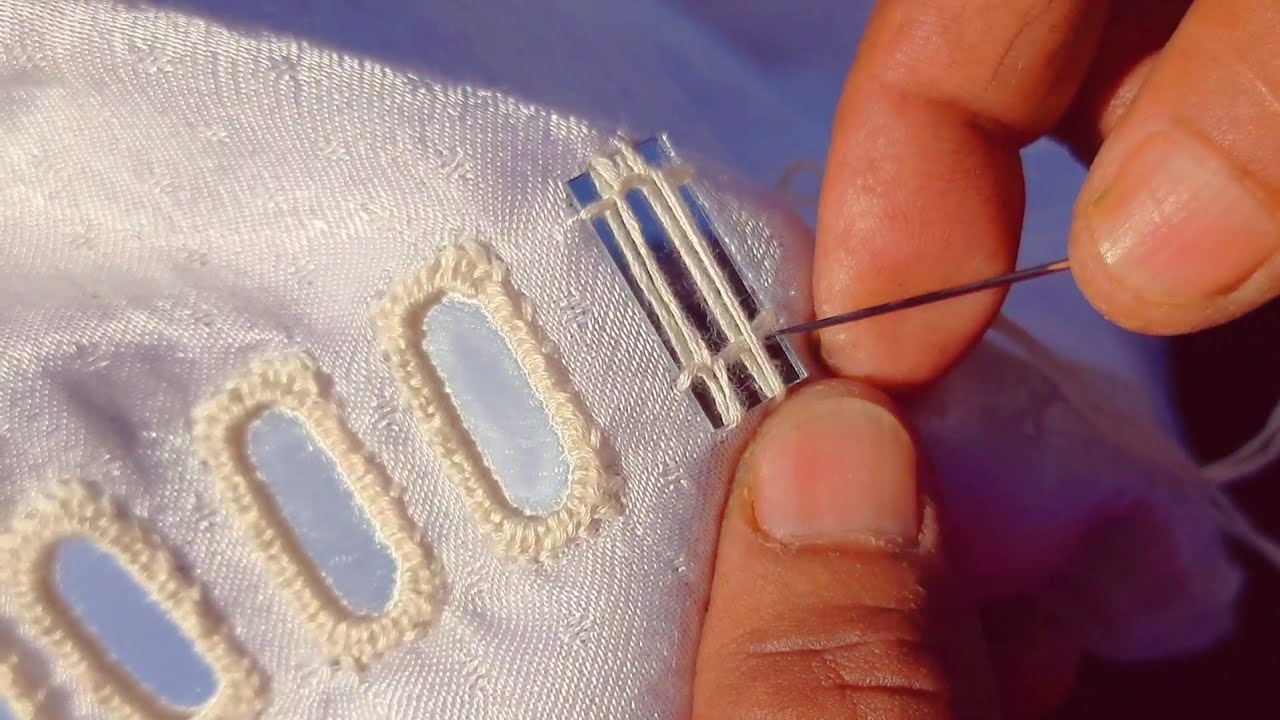 Mirror Work Stitch | Rectangle Mirror Work Stitch | Kutchi Mirror Work | Hand Embroidery Work
