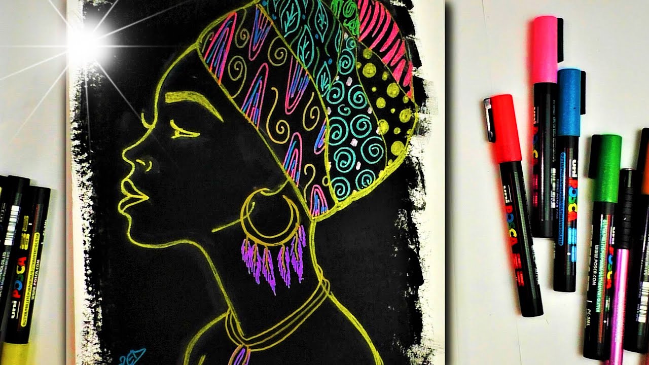 AFRICAN LADY Acrylic Painting for beginners | POSCA pens (easy)