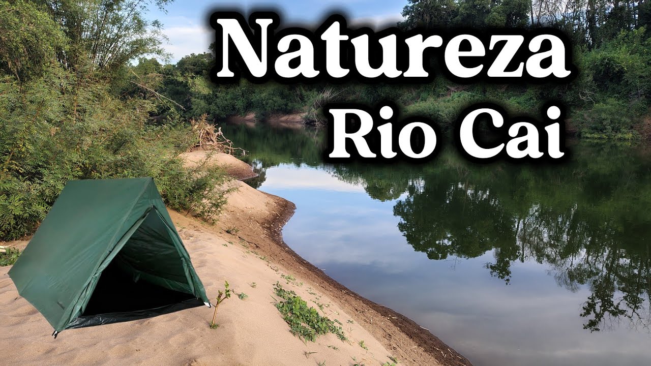 Acampamos e pescamos nas margens do Rio Cai, culinária pegou forte - carpa assada, bife acebolado 