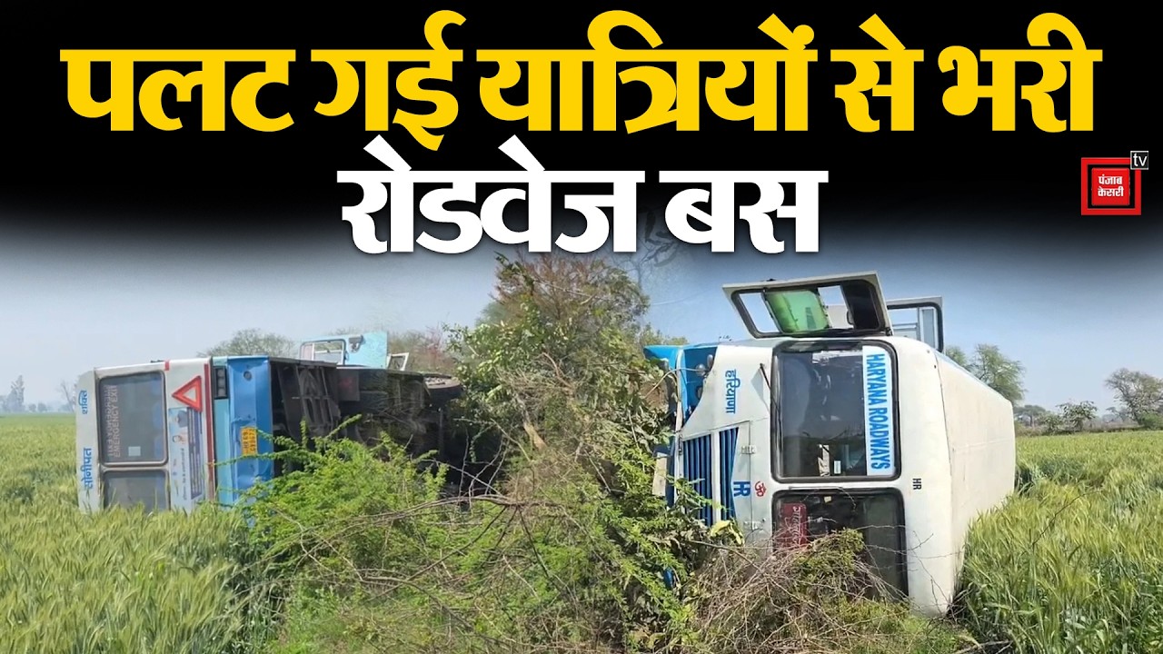 Gohana में नीलगाय को बचाने के चक्कर में पलट गई यात्रियों से भरी रोडवेज बस, मची चीख पुकार