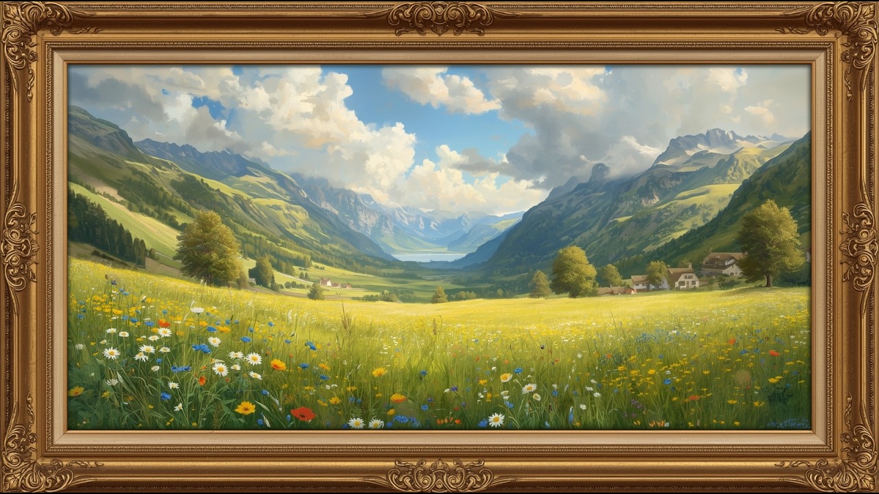 Gold Frame Vintage Art | Spring Frame TV Art 4K Landscape Screensaver