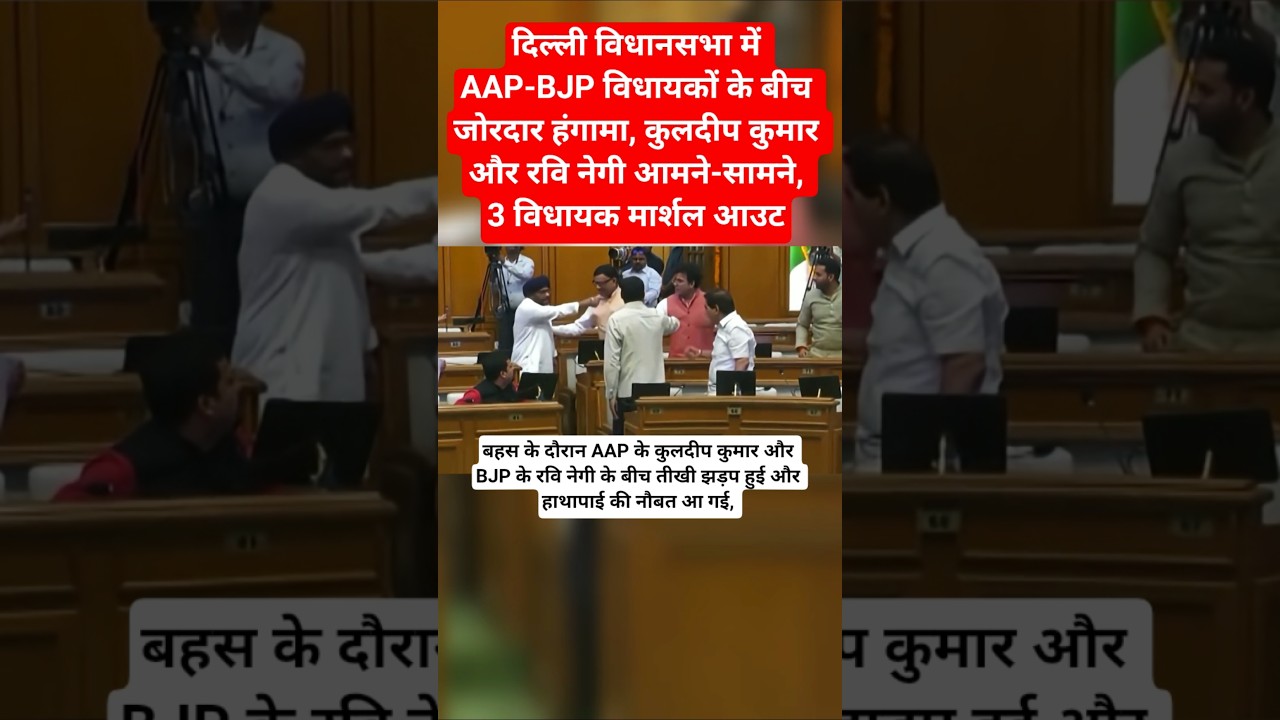 Uproar between AAP-BJP MLAs in Delhi Assembly, Kuldeep Kumar and Ravi Negi face off