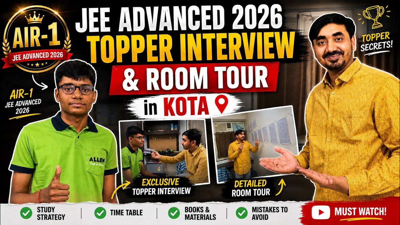 JEE Advanced 2026 AIR-1 Topper Interview & Room Tour in Kota | Success Secret 🤫 & Tips | #interview