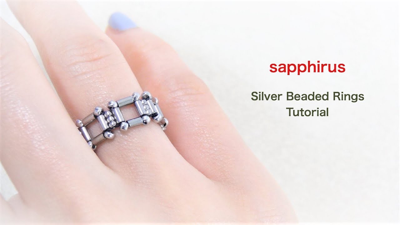 【ハンドメイド】シルバービーズリングの作り方　ビーズステッチ　Silver Beaded Rings Tutorial