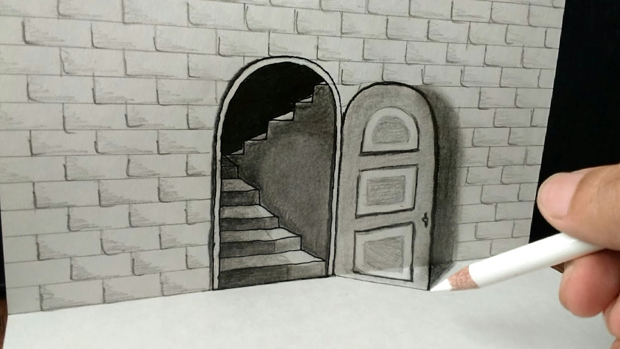 Trick Art Drawing - The Door Illusion