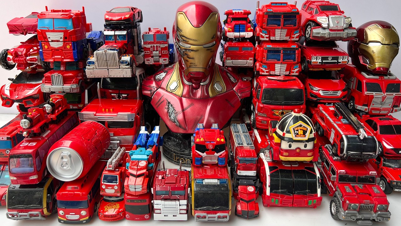 Ultimate RED Toy Collection - Giant Car Adventure: Transformers, Iron Man, OptimusPrime, Robot Tobot