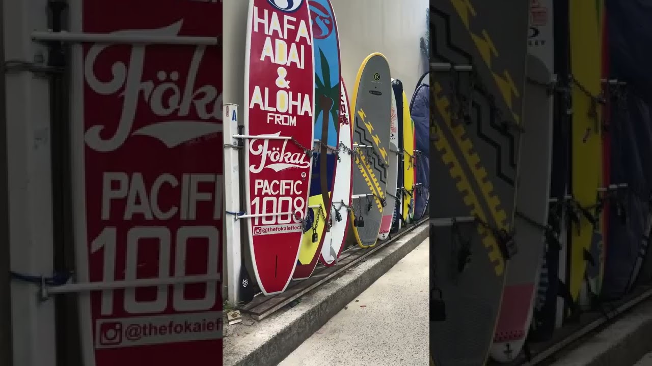 Walk through the Waikiki Surfboard Racks