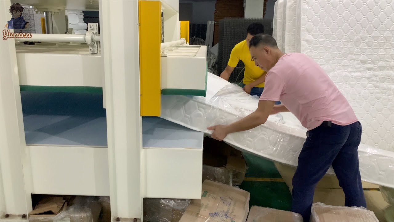 The production process of making a soft and fluffy mattress. Mattress Factory