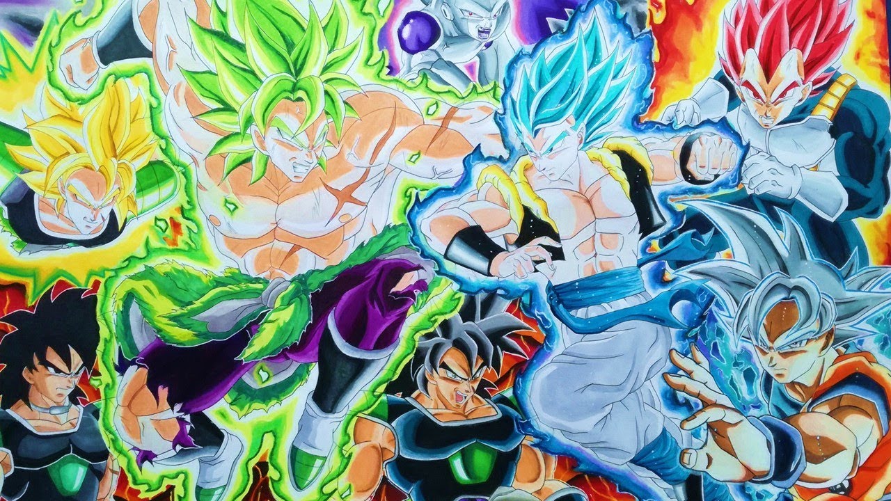 cómo dibujar a GOGETA Ssj blue /Película Dragon Ball Super Broly/ batalla final parte 1