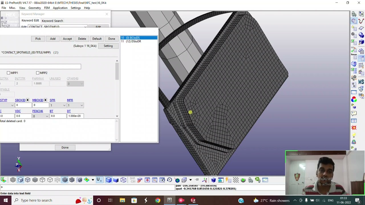Detailed description of how to perform crash simulation using LS DYNA software