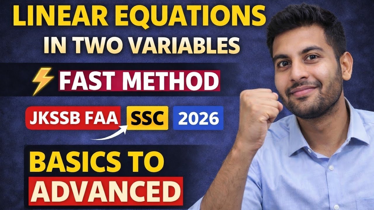 JKSSB Finance Account Assistant Maths | Linear Equations Explained Easily