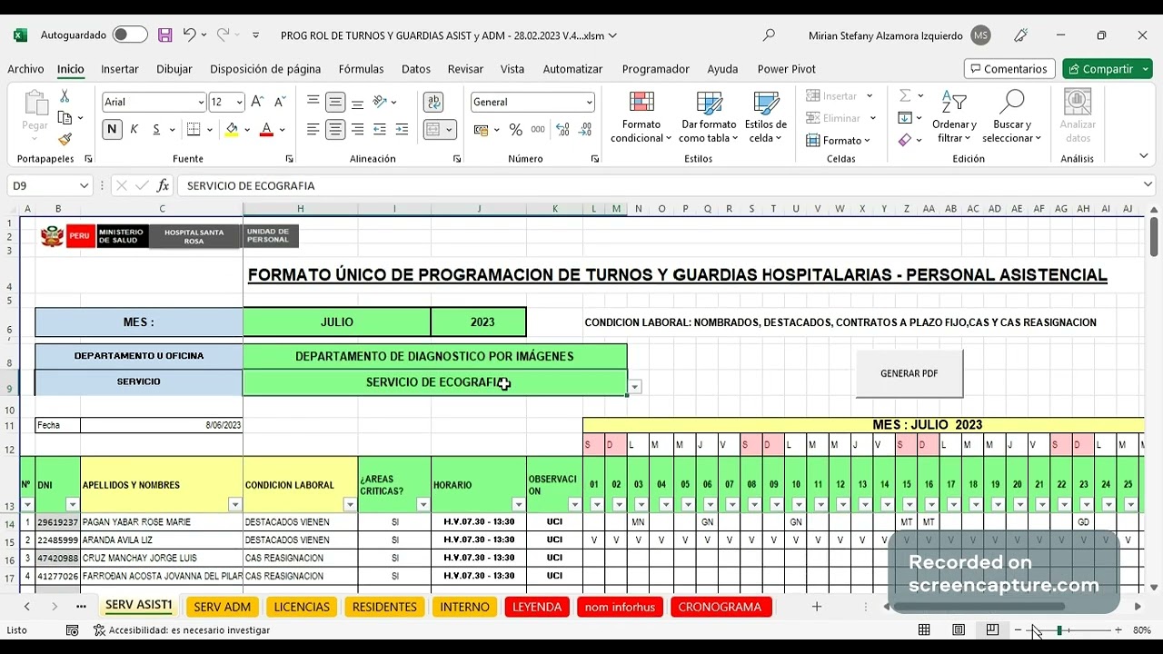 Capacitaci&oacute;n de llenado de formato estandarizado de roles HSR