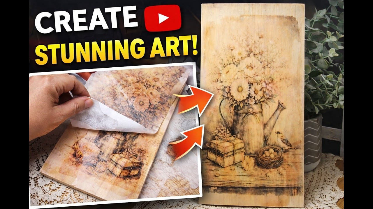 WATCH This Printable Turn Into RUSTIC Wood Art Mod Podge Transfer