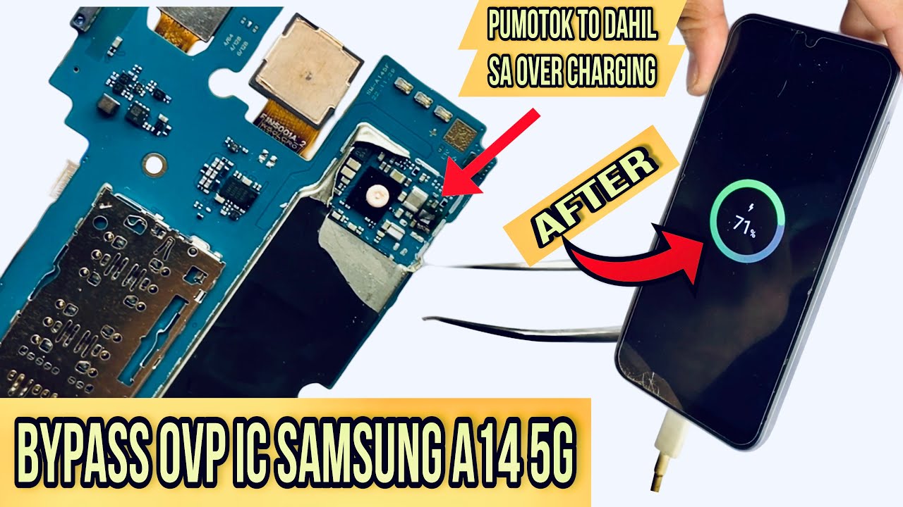 Samsung a14 5g not charging issue fix via bypass ovp ic grabe sabog ang ovp due to over charging!!