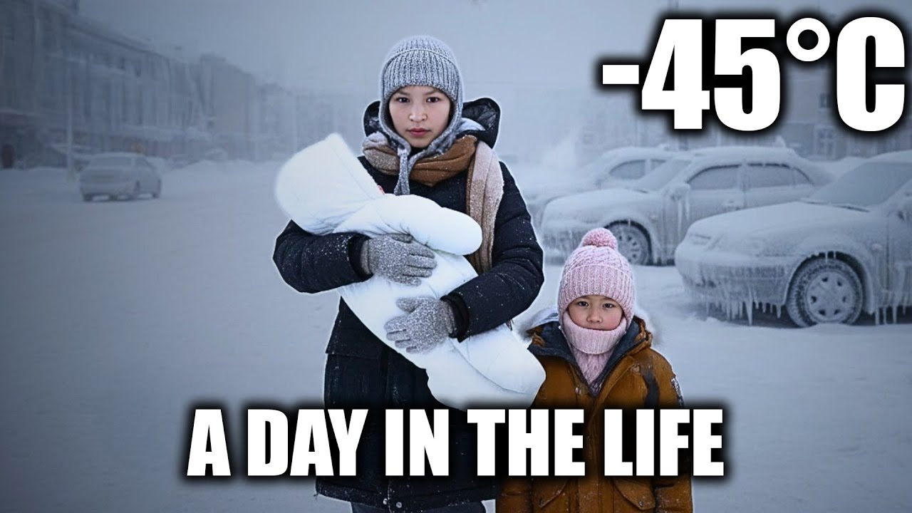 Один день из жизни с сыном при температуре –45°C (-49°F) в самом холодном городе на Земле, Якутске!