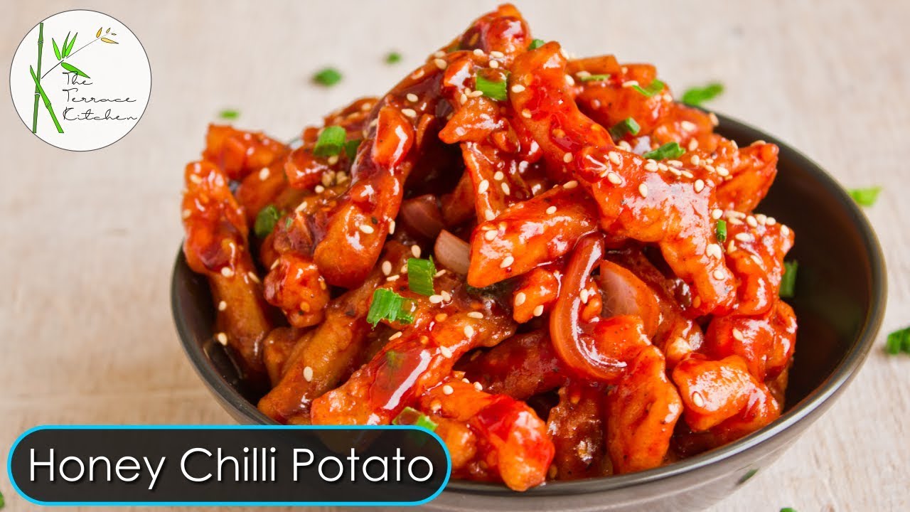 Crispy Honey Chilli Potatoes Recipe | Restaurent Style Honey Chilli Potatoes ~ The Terrace Kitchen