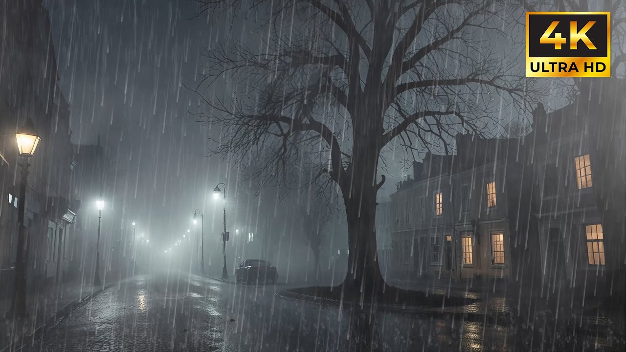 Relaxing rain sounds flowing softly through the night to ease stress and quiet your thoughts