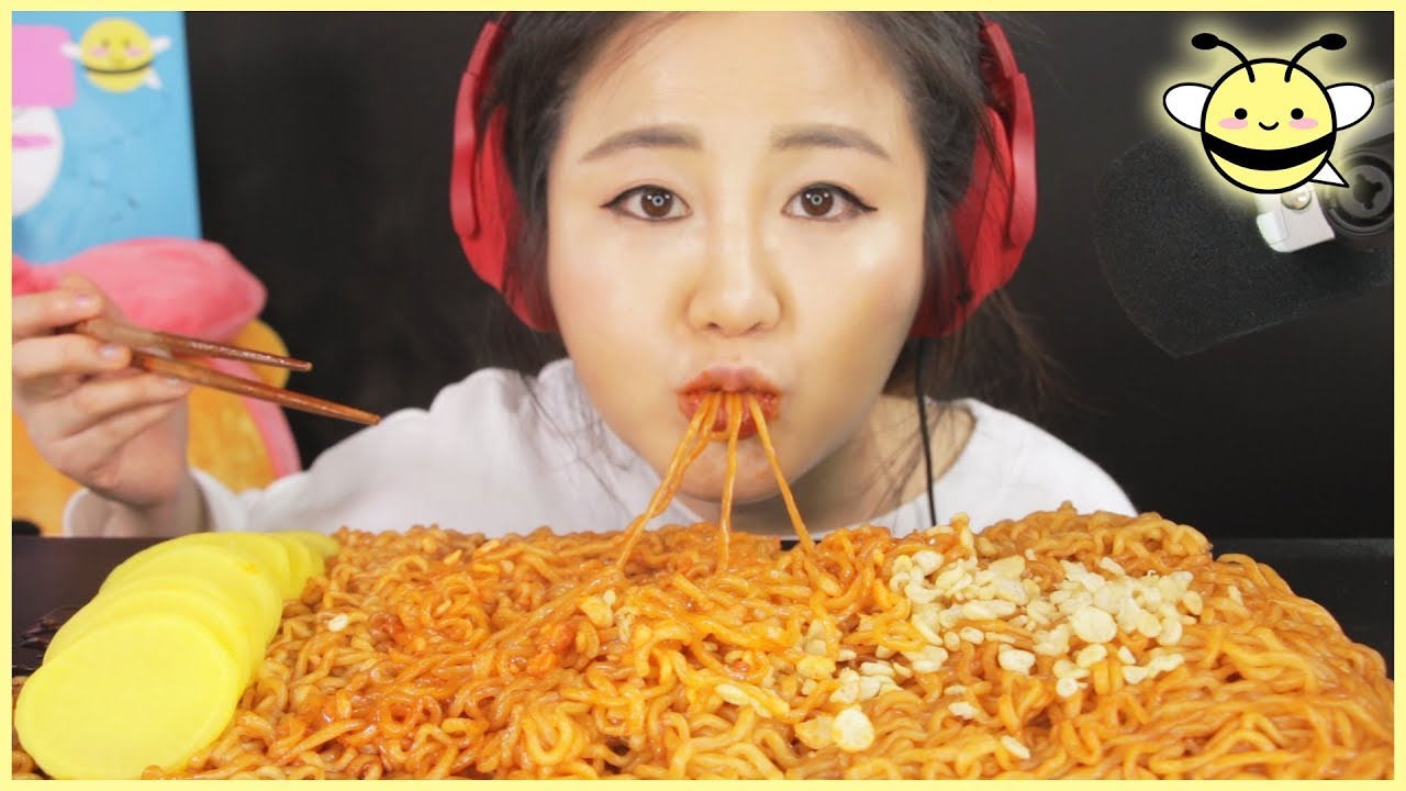 ASMR NEW CHEWY SPICY FIRE NOODLES l Eating Sounds l No Talking