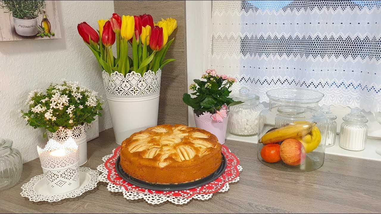 Фруктово Яблочный кухен!Самое быстрое тесто в приготовление!