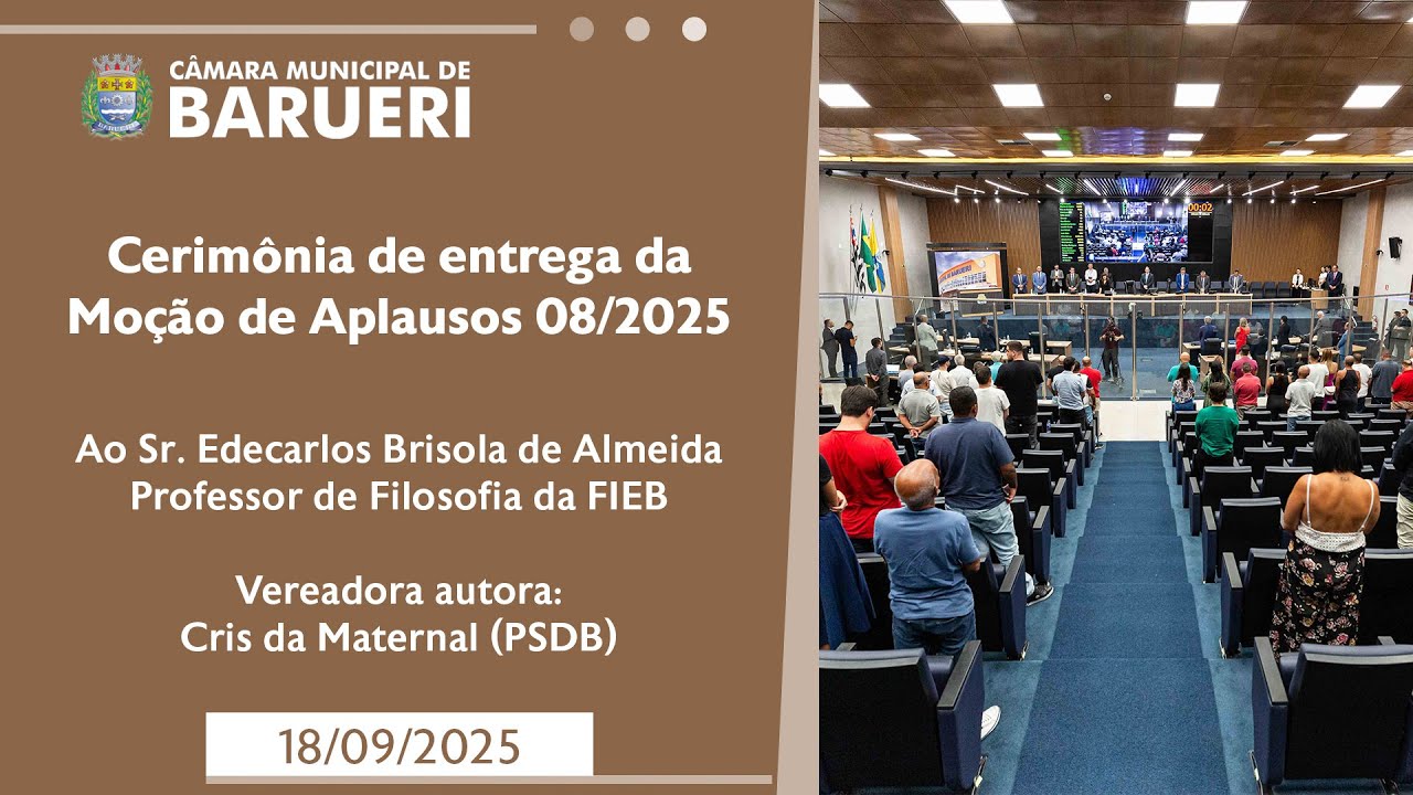 Cerimônia de entrega - Moção de aplausos ao Prof. Edecarlos Brisola de Almeida