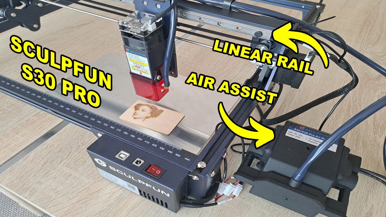 Sculpfun S30 Pro - 10W laser engraver with linear rail and auto air assist kit