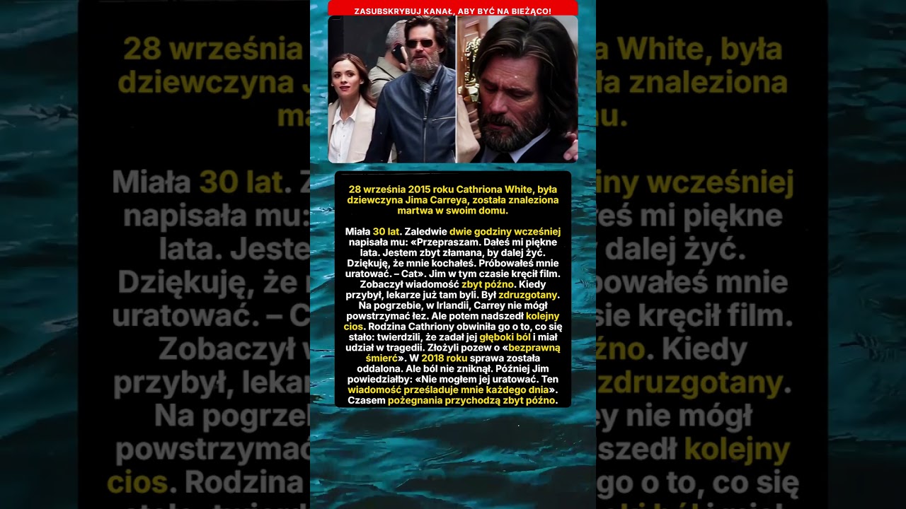 Tragiczna historia Cathriony White i Jima Carreya