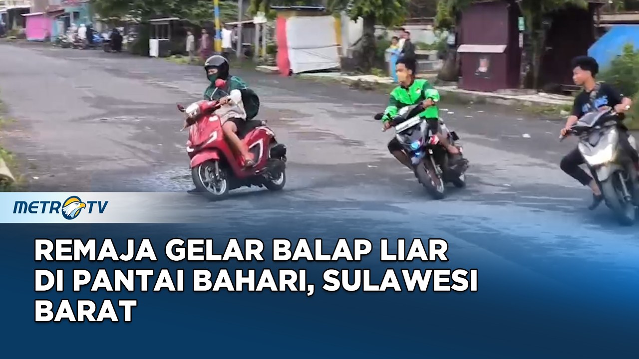 Aksi Balap Liar di Pantai Bahari Polewali Mandar Kembali Marak