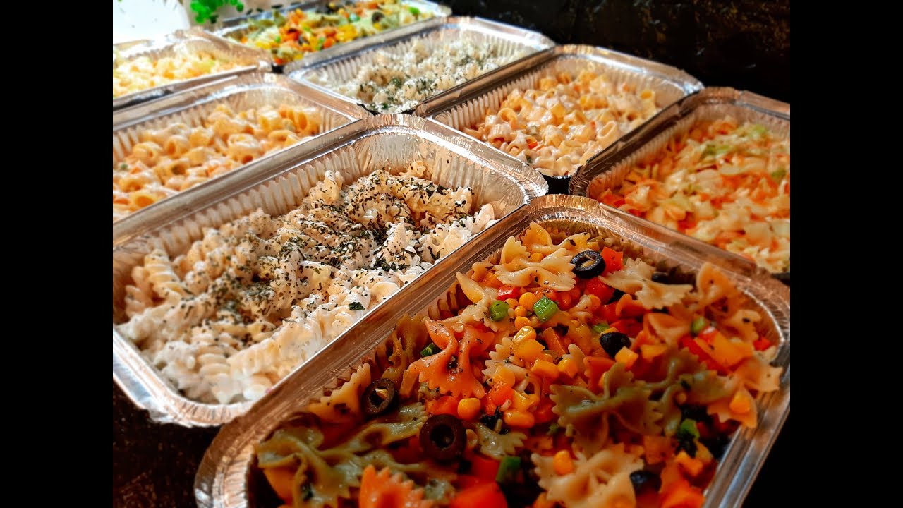 اربع انواع من سلطات بارده خلال تلات ساعات ⁩سلطة كنتاكي .سلطات معكرونه Pasta & Kentucky salad