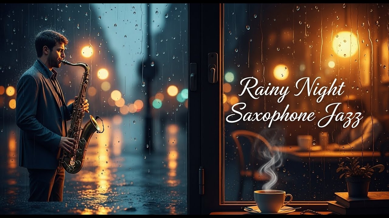 Sweet Night Saxophone Jazz 🌧 Soft Rain Sounds & Gentle Jazz Background Music for Relaxation