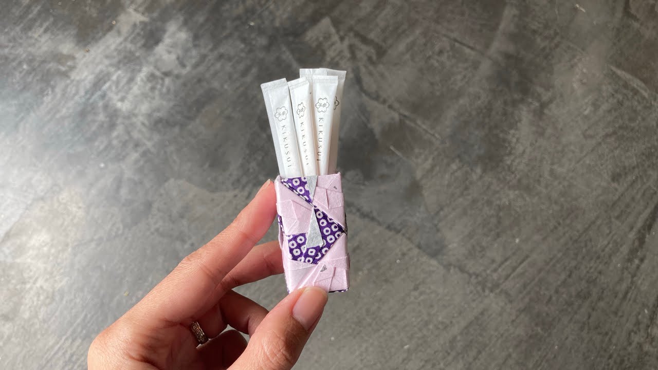 折り紙簡単折り方ようじ入れ 妻楊枝入 origami tutoriel toothpick holder