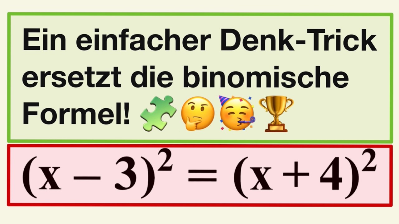 Findest du die Lösung  ohne die binomische Formel anzuwenden? Gleichung und Quadrate