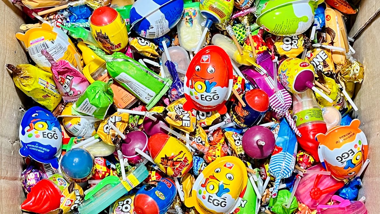 Unpacking So Many Kind of Lollipop & Joy Eggs With Surprise Toys Inside and Put Into The Box | ASMR