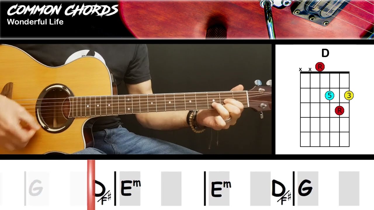 Wonderful Life (ver1) - Black | EASY GUITAR LESSON | Scrolling Chords & Lyrics