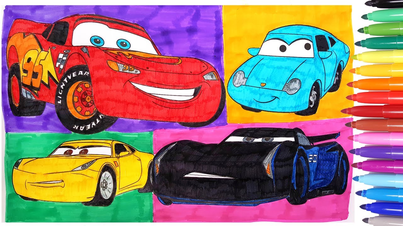 CARS 3 COLORING PAGES 2 | HOW TO DRAW COLOR CARS | COLORING VIDEOS FOR KIDS