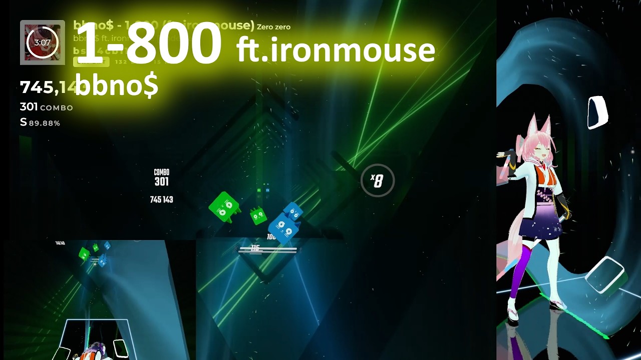 [BeatSaber] 1-800 ft.ironmouse - bbno$ ; EXPART playthrough