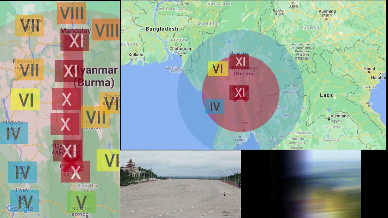 (Sagaing Fault Scenario) Magnitude 7.9 Earthquake in Myanmar with Earthquake Early Warning